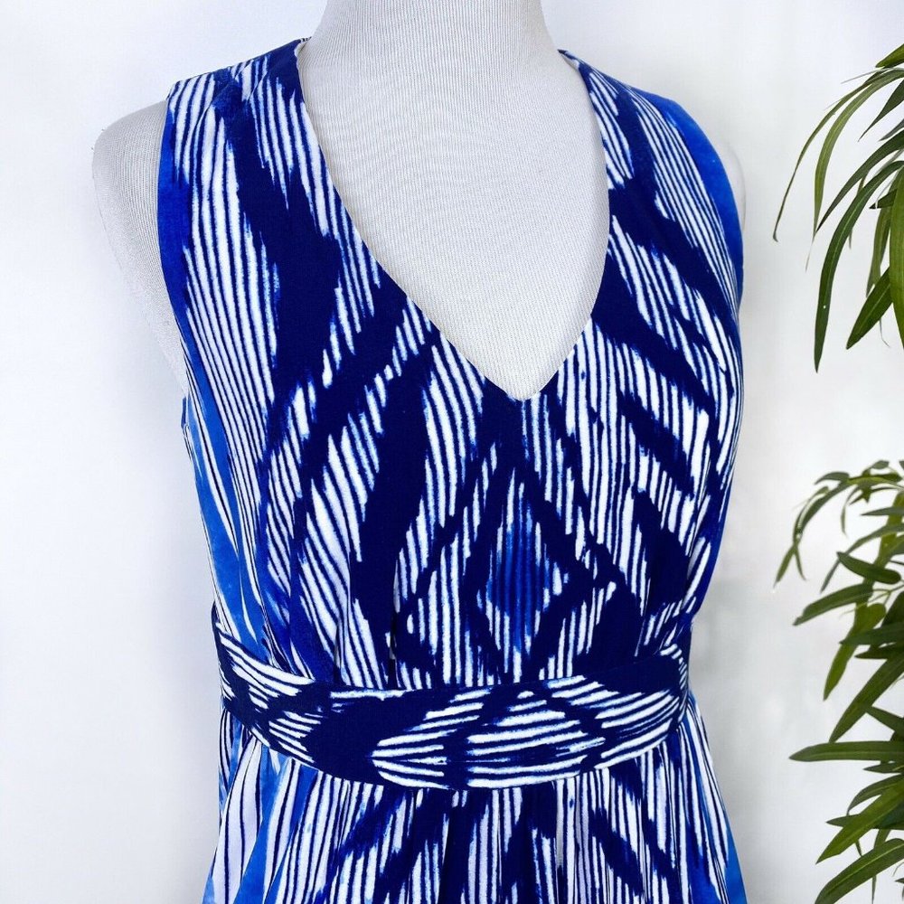 Chico's Blue White Geometric Slimming Tie Dye Maxi - Picture 2 of 12